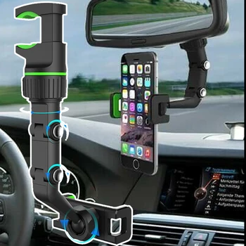 Soporte de telfono multifuncional para coche, soporte giratorio de 360 grados para espejo retrovisor, Clip colgante para asiento
