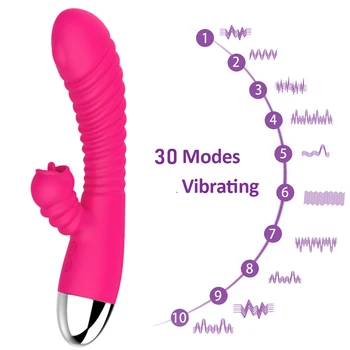Kalba Lyžis Vibratorius Makšties Massager Klitorio Stimuliatorius 30 Rūšių Oralinio Sekso Dildo Vibratorius USB Įkrovimo Sekso Žaislai Moteris Nuotrauka 2