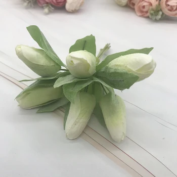 6 vnt Imitacija tulpių puokštė žalia lapinių augalų mažas vazonas gėlių kompozicijų namų dekoro priedai Nuotrauka 2