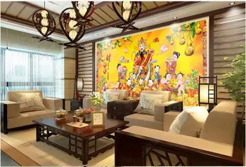 3d foto tapetai užsakymą freskos Kinų stiliaus dievo turtų gauti turtingas aukso pav kambarį tapetų sienos, 3 d ritininis