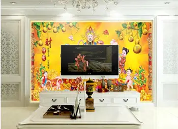 3d foto tapetai užsakymą freskos Kinų stiliaus dievo turtų gauti turtingas aukso pav kambarį tapetų sienos, 3 d ritininis Nuotrauka 2