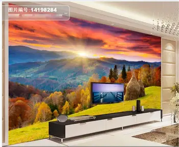 Pasirinktinius nuotraukų 3d tapetai, Mountain miško saulėlydžio gamtos kraštovaizdžio kambarį namų dekoro 3d sienų freskomis tapetai, sienų ir 3 d