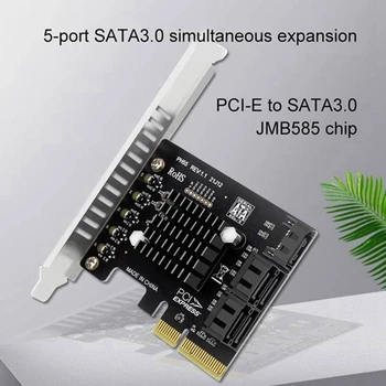PCI-E, SATA Korta PCI-E X4, 5-Port SATA 3.0 Išplėtimo Plokštę, skirtas Staliniams Kompiuteriams, Jmb585 Palaiko 