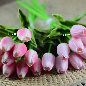 30pcs Pink Tulpės, Dirbtinės Gėlės Nekilnojamojo touch PU artificiales para decora Puokštė namų Vestuvių dekoravimas dirbtiniais gėlės