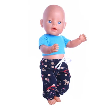Lėlės Drabužių, Rankų Darbo, 2 Vnt Marškinėliai+Vidpadžiai Tinka Priedai 18 Colių American Doll & 43 Cm Born Lėlės Gamybos Žaislas