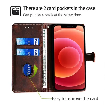 Paprastumas Originalus Flip Case For IPhone 13 Pro Max Mini Retro Magnetinių Kortelių Stovas Piniginės 