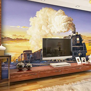 Continental retro traukinio didelės freskos traukinio tema, kavinė restoranas, baras tapetai pasirinktinis dydis