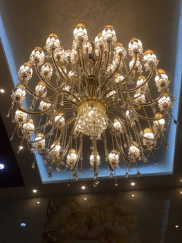 48 ginklų Grand pakabukas liustra kristalų Šviestuvas kambarį šviesos blizgesio de cristal hotel Villa aukso šviestuvai led šviestuvas Nuotrauka 2