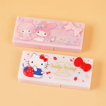 Kawaii Sanrios Priedai, Hello Kitty, My Melody Animacinių Filmų Kosmetikos Laikymo Dėžutė Mini Nešiojamieji Desktop Storage Box Medvilnės Tamponu Dėžutę Nuotrauka 2