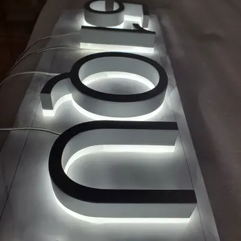 aukščiausios kokybės apšvietimu pilka dažytos SUS 304 led kanalo laišką shopfront numeriai su akrilo