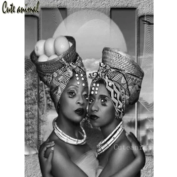 Afrikos moterys saulėlydžio peizažas Diamond tapybos Diamond mozaikos vaizdą kvadratiniu turas gręžimo 5d diamond Siuvinėjimo pardavimo dekoras