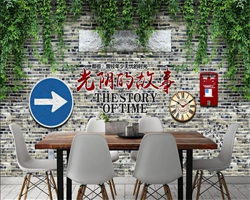 Beibehang Užsakymą 3D Tapetai, Freskos Nostalgiškas temą restoranas, baras kavos parduotuvė fono sienos 3d tapetai papel de parede