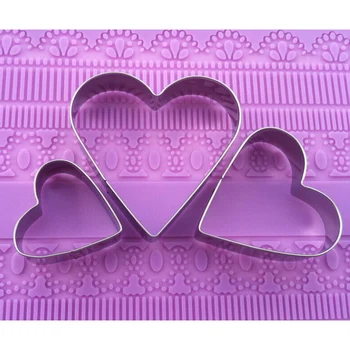 3pcs/set Širdies ShapesStainless Plieno Tortas Minkštas Cookie Cutters,Tortas Dekoravimo Įrankiai Nuotrauka 2
