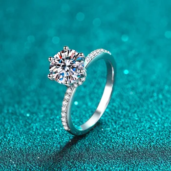 925 sterlingas sidabro žiedas moterų 2 karatų mosanite žiedas, padengtą PT950 aukso santuokos pasiūlymą
