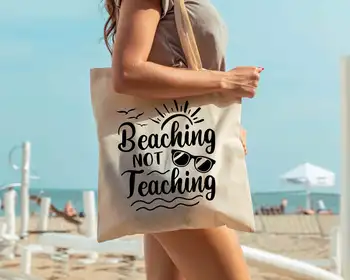 Beaching Ne Mokymo Mados Vasaros Drobės Peties Pirkinių Krepšys Atogrąžų Kelionės Atostogų Pakartotinai Tote Maišeliai Dovanos Mokytojams