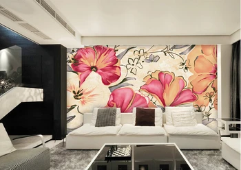 Naujausia custom 3D didelės freskos,Europos stiliaus rankų dažytos gėlės ,svetainė, tv foną miegamajame sienos tapetai
