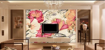 Naujausia custom 3D didelės freskos,Europos stiliaus rankų dažytos gėlės ,svetainė, tv foną miegamajame sienos tapetai Nuotrauka 2