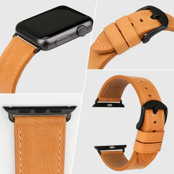 Žiūrėti Reikmenys, natūralios Odos Watchband Apple kišeninių 44mm 40mm & Apple Watch Band 42mm 38mm iwatch Serija 1 2 3 4 Nuotrauka 2
