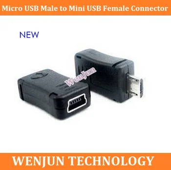 200pcs/aikštelė, Nemokamas pristatymas Micro Male USB į Mini USB Female 5 PIN Jungtis Conventer Adapteris Juoda