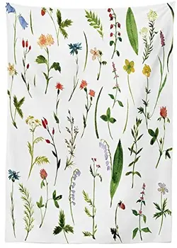 Įvairių Rūšių Gėlių, Su Žolės, Piktžolės, Augalų Ir Žemės Valgomasis Stačiakampio Formos Tablecover Ekologiškų Levandų Nuotrauka 2