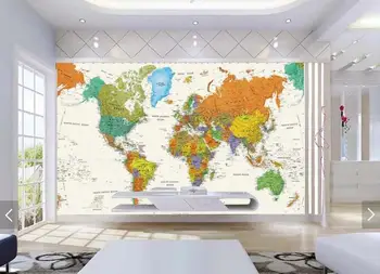 Bacaz Užsakymą Bet kokio Dydžio Freska Tapetai, 3D Stereo Pasaulio Žemėlapyje Freska Kambarį Miegamojo, Biuro Dekoras, Tapetai Papel De Parede 3D Nuotrauka 2
