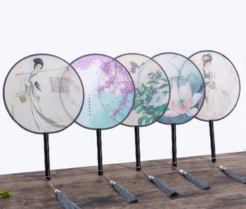 2022 namų dekoro moterų spausdinti hanfu qipao cheongsam ventiliatorius ponios derliaus translucence kinų stiliaus turas ventiliatorius mažų šilko ventiliatorius
