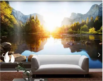 Pritaikyti 3d foto tapetai, 3d TV tapetų freskomis Ežero peizažas sutartis nustatymas sienos popieriaus 3d kambarį tapetai
