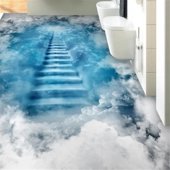 wellyu Užsakymą 3D grindų lipdukų svetainė, miegamasis lipnios grindų pasta debesų laiptais 3D grindų dažymas gali būti išplėsta,