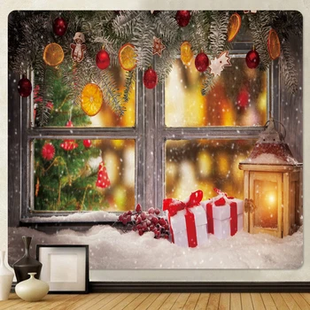 Kalėdų langas namo apdaila gobelenas hipių bohemijos apdailos psichodelinio scenos sienos kabo miegamojo sienų apdaila