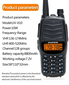 BAOFENG UV-X9 Plus 10W Didelės Galios Dual TR dviejų dažnių VHF/UHF USB Įkrovimo Du Būdu Radijo Atnaujinti UV-5R Walkie Talkies radijo stotelė Nuotrauka 2