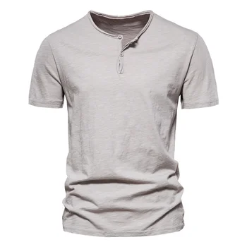 Camiseta de cuello redondo para hombre, camisa de manga corta de algodón de Spalva sólido, novedad de verano