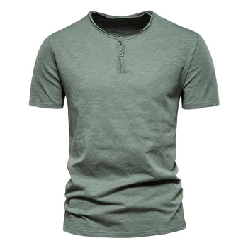 Camiseta de cuello redondo para hombre, camisa de manga corta de algodón de Spalva sólido, novedad de verano Nuotrauka 2