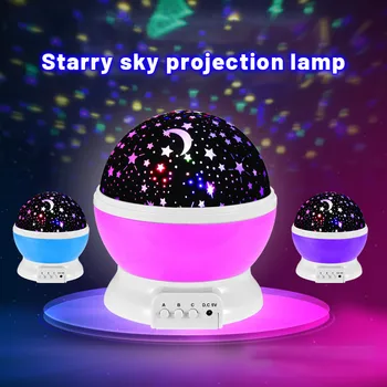 LED Projektorius, Šviesos USB/Baterijos Žvaigždėtas Dangus Naktį Šviesos Sukasi staliukas, Lempa, Vaikų Namų papuošalai Kalėdų Stalas Šviesos Nuotrauka 2