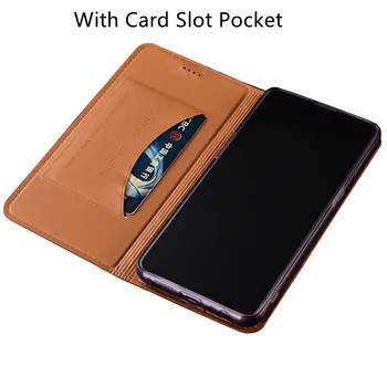 Stručių Grūdų Natūralios Odos Magnetinio Flip Cover Case Sony Xperia XZ3/Sony Xperia XZ2 Premium Telefono Maišelį Kortelės Lizdas Kišenėje Nuotrauka 2