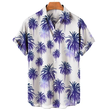 Vyriški kokoso medžio marškinėliai naujas Havajuose, 2022, vienas mygtukas, marškinėliai, universalūs marškinėliai, marginti trumparankoviai marškinėliai, Nuotrauka 2