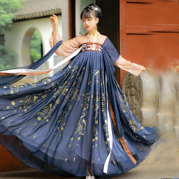 Hanfu Moterų Senovės Kinų Stiliaus Suknelė Kimono Tango Siuvinėjimo Tradicinių Cosplay Pasakų Sijonas Kostiumas Suknelės, Kostiumai, Drabužiai