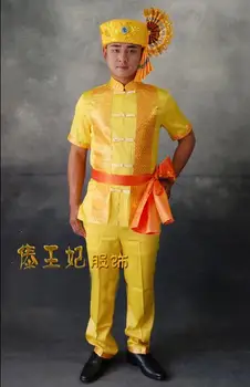 Kinijos Dai etapo rezultatus kostiumai, vyriški trumpi rankovėmis vasaros kostiumas aukso moliūgas šilko veiklos