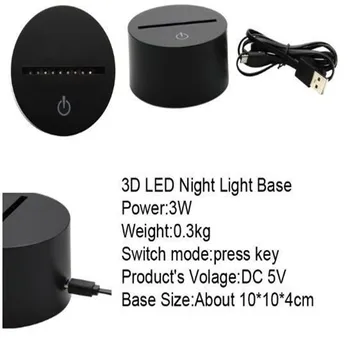RGB Šviesos DIODŲ Lempų Base 3D Iliuzija Lempos 4mm Akrilas Šviesos Kolegijos AA Baterijos arba DC 5V USB 3D naktis žibintai Nuotrauka 2
