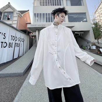 Vyriški Prarasti ilgomis Rankovėmis Marškinėliai Rudenį Naujų Mados Mados Japonų Stiliaus Tamsiai Asmenybės Nereguliarus Kišenė Dizaino Laisvalaikio Marškinėliai