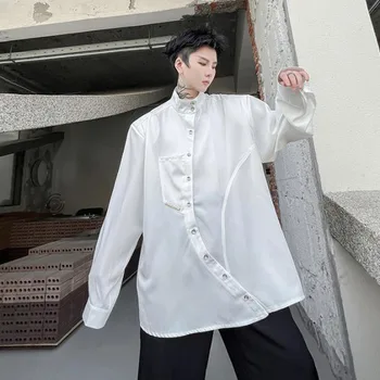 Vyriški Prarasti ilgomis Rankovėmis Marškinėliai Rudenį Naujų Mados Mados Japonų Stiliaus Tamsiai Asmenybės Nereguliarus Kišenė Dizaino Laisvalaikio Marškinėliai Nuotrauka 2