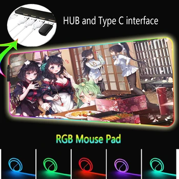 Rgb Hub Rožinė Anime Pelės Mygtukai Xl Kawaii 4 Usb Priedai, Kompiuterių ir Biuro Žaidimų Pelės Kilimėlis kiliminė danga, neslidžios Led Apšvietimas