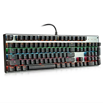 KX4A Retro Mechaninė Žaidimų Klaviatūra 104 Klavišai Laidinio USB Žaidimų Klaviatūra su Rainbow Apšvietimu, Anti-Šešėlius, Plug & Play Nuotrauka 2