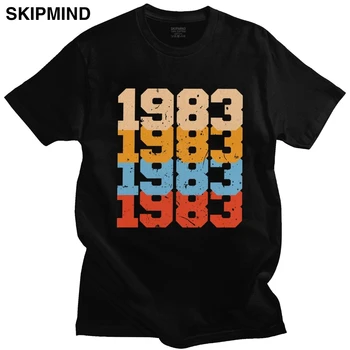 Madinga Vintage 1983 Nelaimę Marškinėliai Vyrams Trumpas Rankovėmis Grynos Medvilnės 83 T-shirt O-kaklo Spausdinti 37 gimtadienio Dovana Tee Viršūnes Merch