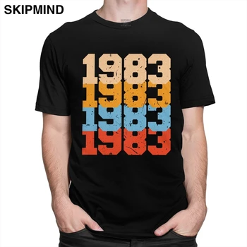 Madinga Vintage 1983 Nelaimę Marškinėliai Vyrams Trumpas Rankovėmis Grynos Medvilnės 83 T-shirt O-kaklo Spausdinti 37 gimtadienio Dovana Tee Viršūnes Merch Nuotrauka 2