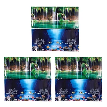 3X Mėlyna Šviežių Jūros Fone Aquarium Ocean Kraštovaizdžio Plakatas Žuvų Bakas Fone