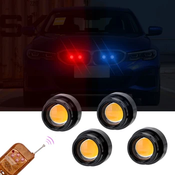 12V Automobilio Priekinės Grotelės Dekoratyvinis Mirksi RGB Žibintai LED DRL Dienos Veikia Eagle Eye Lempos Įspėjimo Indikatorių Automobilių Priedai