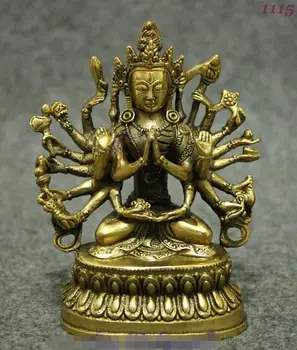Tibeto Budizmas Žalvario 18 Vertus Maha Cundi Motina Guanyin Bodhisatvos Budos Statula 18cm