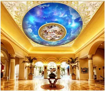 Pasirinktinius nuotraukų 3d tapetai, lubų freskos Europos klasikinės pasakos žvaigždėtas dangus modelis dekoro 3d sienų freskomis tapetai sienos 3d