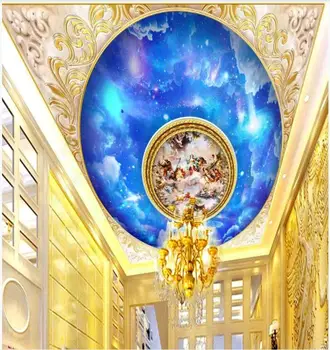Pasirinktinius nuotraukų 3d tapetai, lubų freskos Europos klasikinės pasakos žvaigždėtas dangus modelis dekoro 3d sienų freskomis tapetai sienos 3d Nuotrauka 2