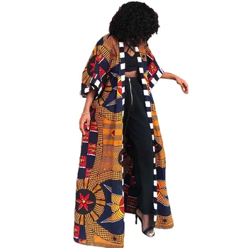 Moterys Afrikos Etninių Stiliaus Tranšėjos Paltai Kailis Ilgas Spausdinimo Dashiki Megztinis Drabužiai Nėrinių Sluoksniuotos Rankovėmis Iki Boho Streetwear Tranšėjos Nuotrauka 2